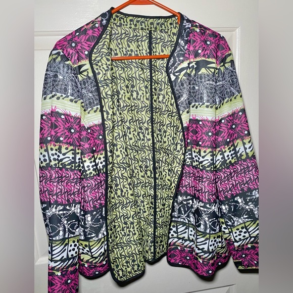 Jackets & Blazers - Art-to-Wear Multi-Color Abstract Floral Zip Jacket Cardigan Funky Statement Bold